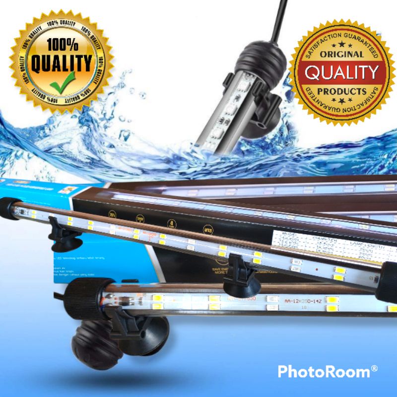 Lampu Celup Aquarium 40cm SAKKAI PRO T4-2LED40 Led 2 Baris Putih Biru 10 watt Akuarium Aquascape Submersible Lamp