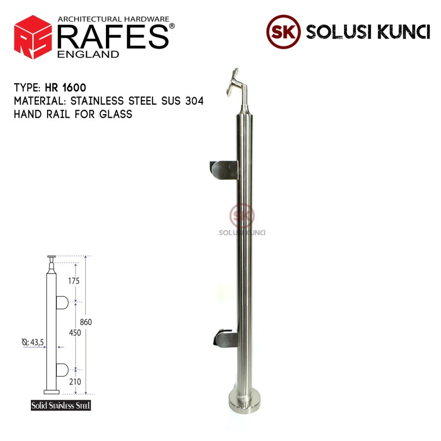 Jual Hand Rail / Railing Tangga RAFES ENGLAND SUS 304 (HR 1600 ...
