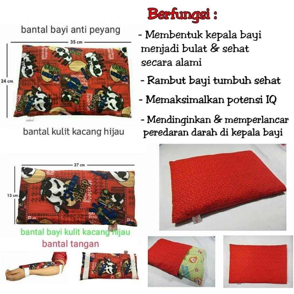 Anannda Bantal Pijat Bayi Isi Kulit Kacang Hijau Anti Peyang Olus Ukuran Kepala Dan Lengan