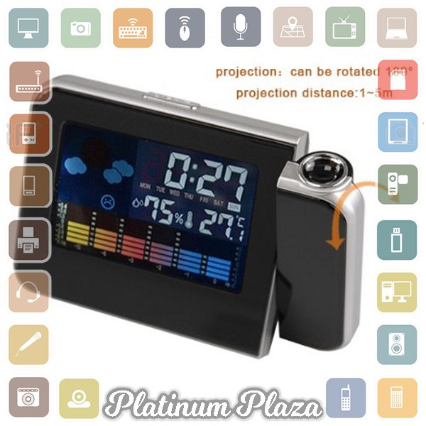 Jam Digital Proyektor Penunjuk Cuaca - JK-393 - Black`60NZ88-