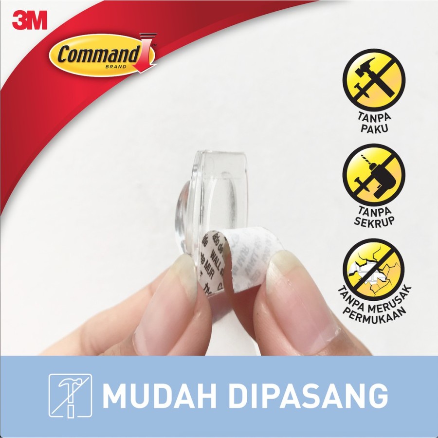 Command 3M Gantungan Serbaguna Mini Clear Hook Perekat Kuat 17006CLR