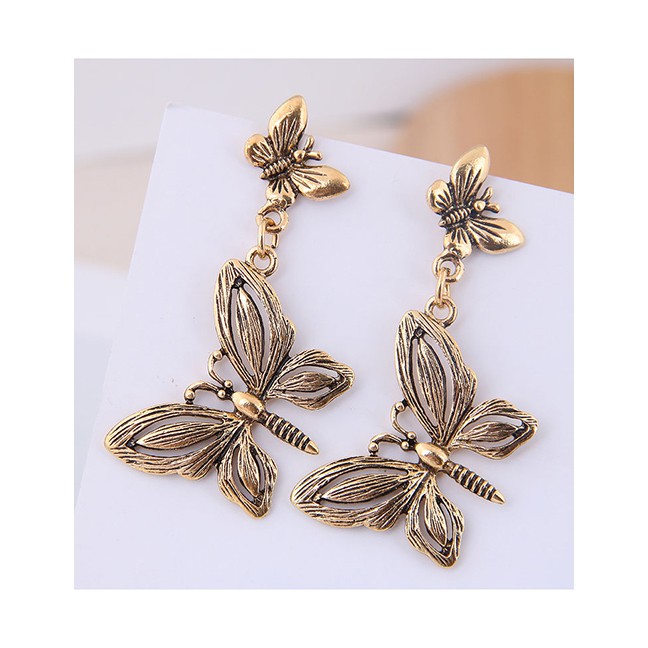LRC Anting Tusuk Fashion Metal Bow Earrings A59145