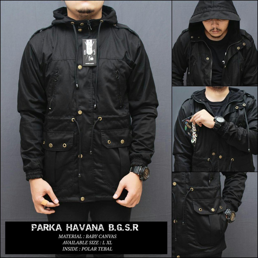 Jaket parka pria jaket parka havana hitam