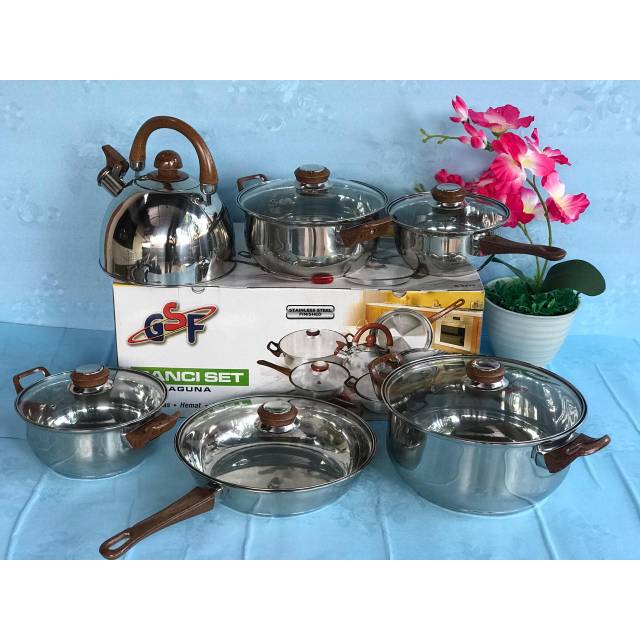 Panci Set 12pcs gsf Cookware stainless steell