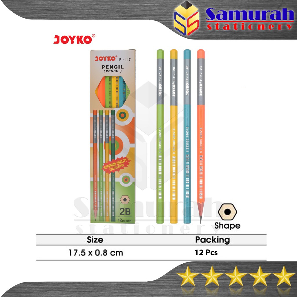 

Pensil Kayu Joyko 2B P 117 ( Metalik ) / Wooden Pencil P117 / Pensil Raut P-117