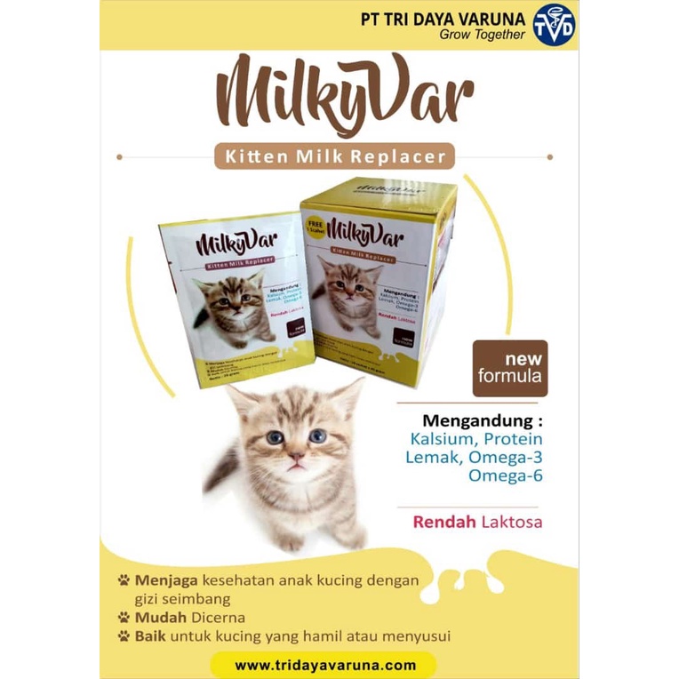 MILKYVAR SUSU KUCING (SEPERTI GROWSSY) / HARGA 1 SACHET