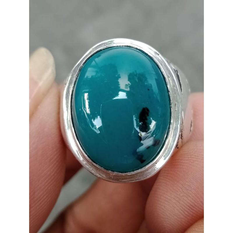 Natural Bacan Doko Bluish Kristal Asli Ring Perak