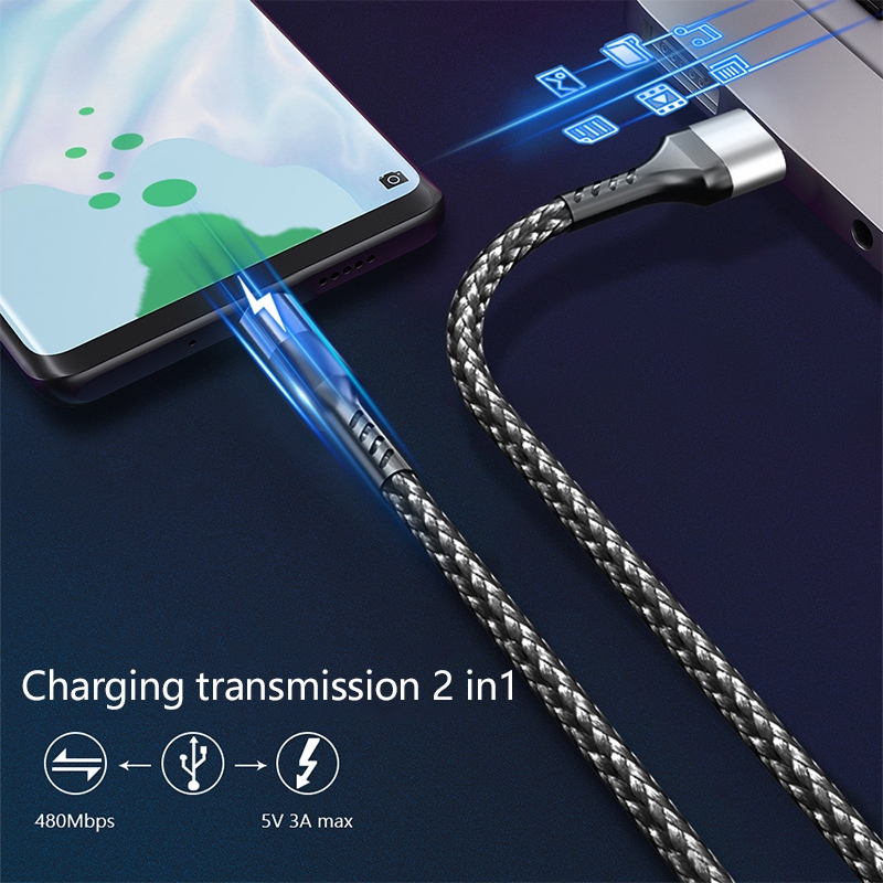 Charger Kabel Data LED Fast Charging IPhone Lighting/Micro USB/Type-C 1M