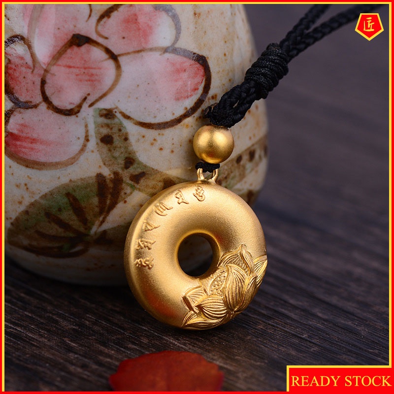 [Ready Stock]Ancient Rhyme Gold Six Words Mantra Lotus Safety Buckle Pendant