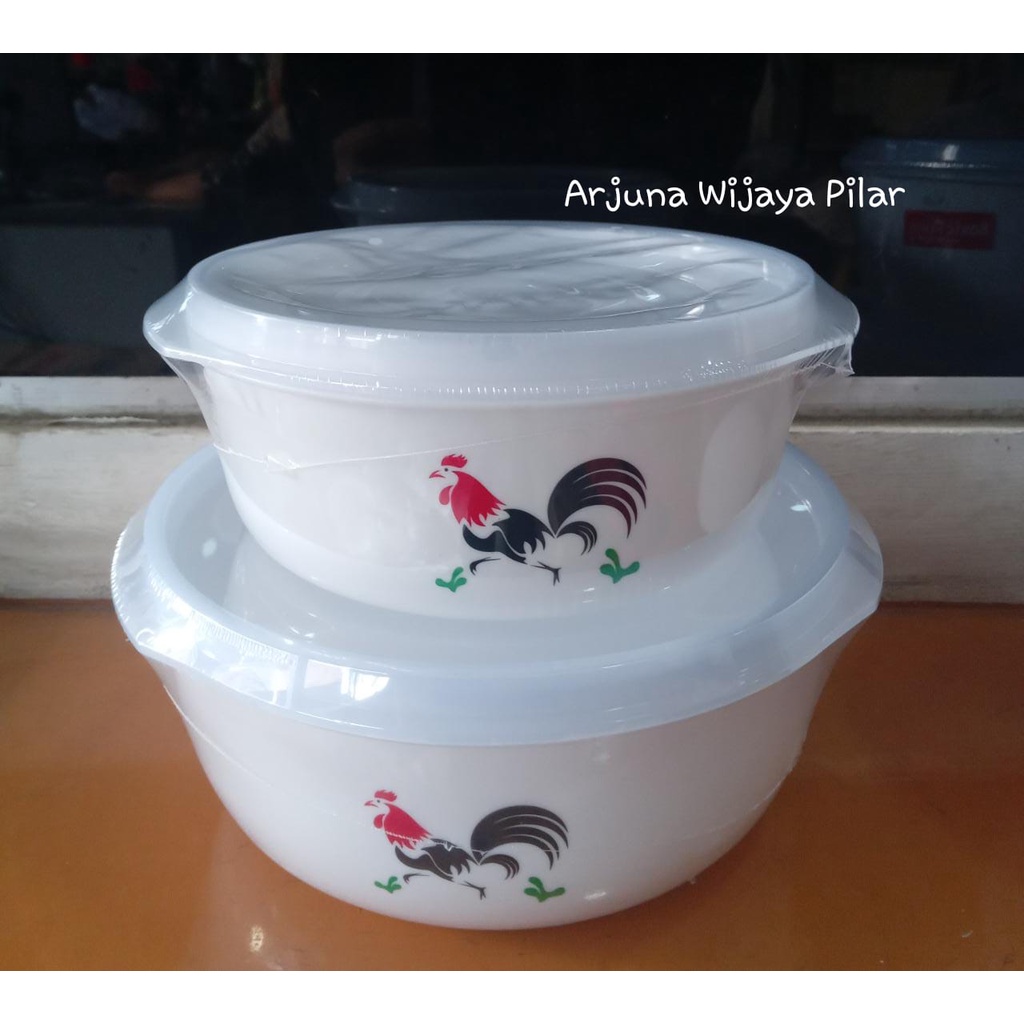 Mangkuk + Tutup Lion Star BBC-1 BBC-2 Emilia Food Case 1500 Ml &amp; 750 Ml Ayam Jago bukan stiker +Bubblewrap