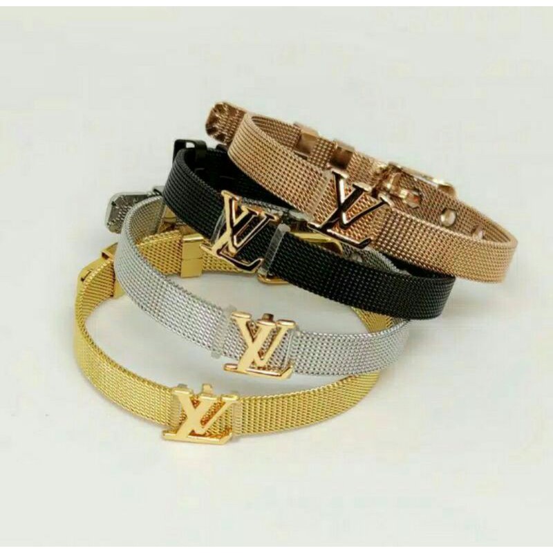 Gelang Titanium Premium Liontin Lapis Emas Gelang Rantai Pasir