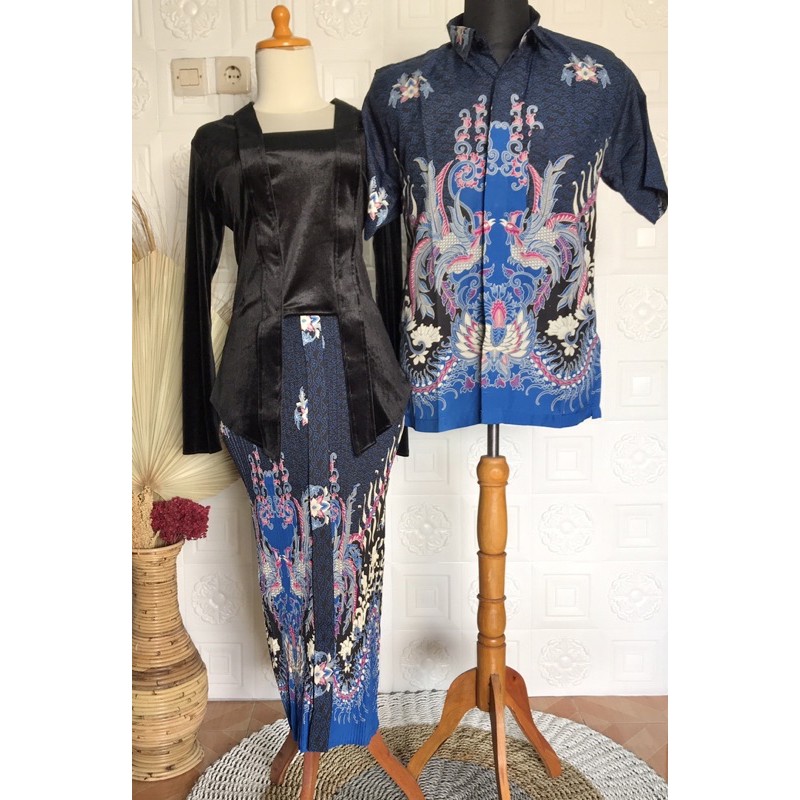 Rok plisket batik modern dan kemeja / set sarimbit / couple kondangan