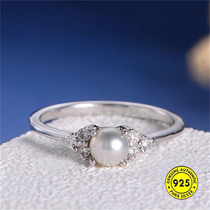 Cincin Mutiara Natural Bahan 925 Silver