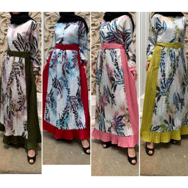 Gamis plisket bunga