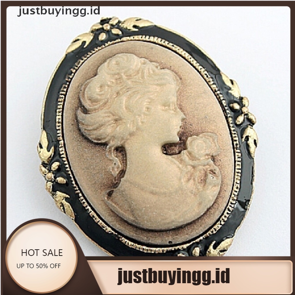 [justbuyingg.id] Women Vintage Cameo Elegant Brooch Pin Antique Wedding Charm Portrait Brooch Pin ID