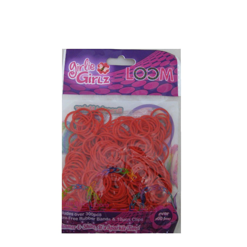 Girlie Girlz TM 3229c Jelly Colour Rubber Loom Band & Clip Refill Pack Red