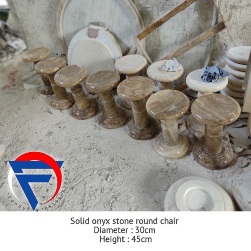 Kursi single bulat solid batu onix