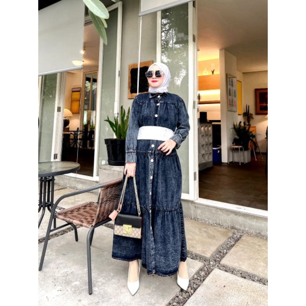 New Midi Dress Denim Original BY EVT.CO Matt Jeans Blackwash Import