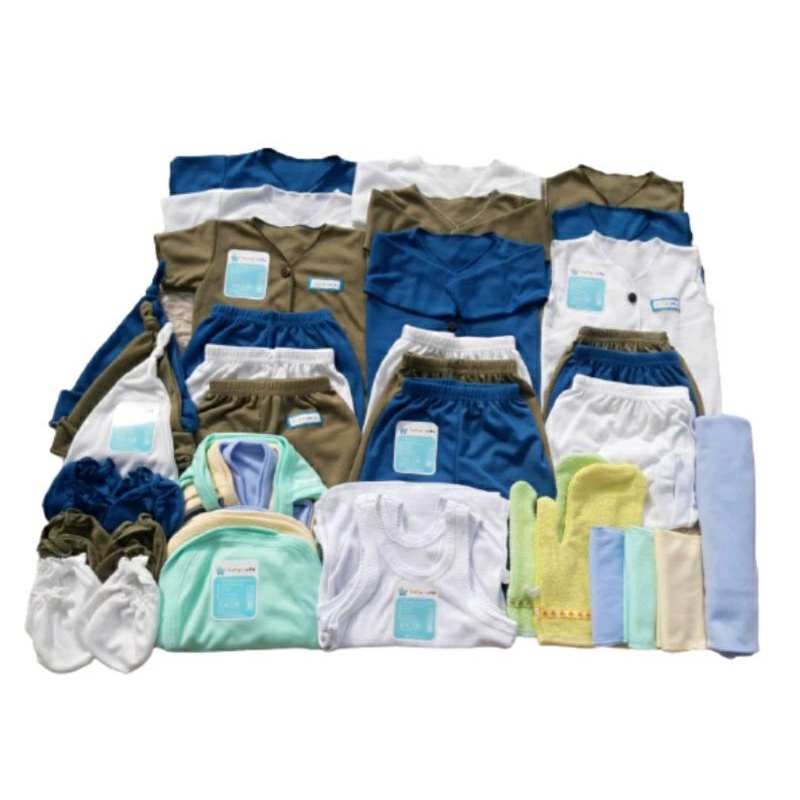 Paket Hemat Perlengkapan Bayi bajubayi celana bayi popok bayi singlet Bedong  Kado 39pcs SNI-1