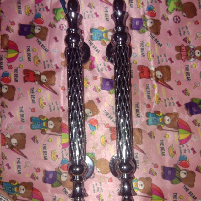 1set Handle Pintu Motif Sisik Naga+grendel Tanam+body Kunci Pelor Type 1070-35cm Silver