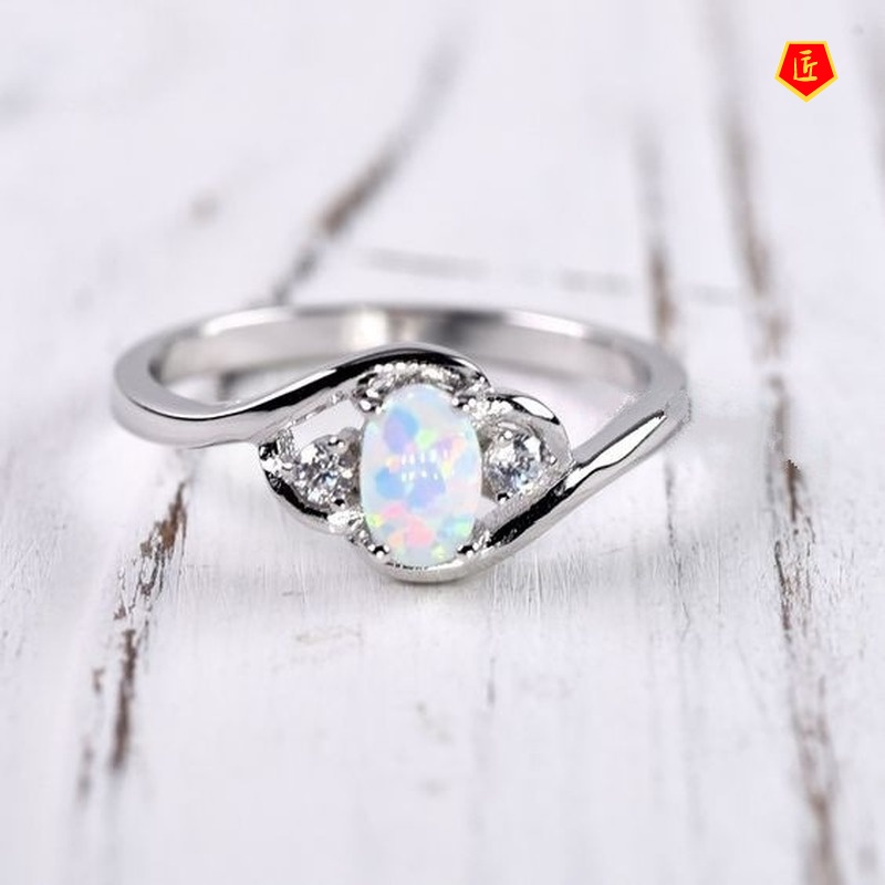 [Ready Stock]Fashion Elegant Opal Birthstone Ring