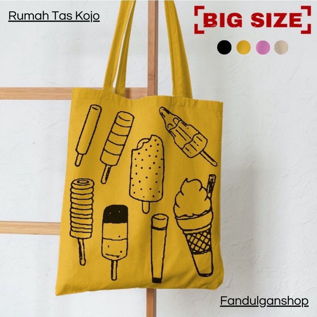 FLASH SALE 10.10 - [RESLETING] &quot;ICE CREAM&quot; TOTEBAG TERLARIS BERBAHAN SEMI KANVAS | TOTEBAG KULIAH, KERJA, SEKOLAH | TOTEBAG RESLETING | TOTEBAG BESAR | TOTEBAG KOREA | TOTEBAG TEBAL | TOTEBAG LAPTOP | TOTEBAG UNIK | TOTEBAG NONGKI | TOTEBAG POLOS