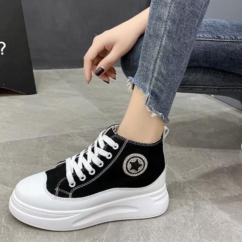 JURAGAN ONLEN - ALSTAR CONVRESE Boots Korean Style Sneakers IMMPORT Wanita Sepatu Semi Boot Bot Fashion Sneaker Tali Cantik Model Terbaru Paling Dicari Produk Lokal Kualitas Import-4