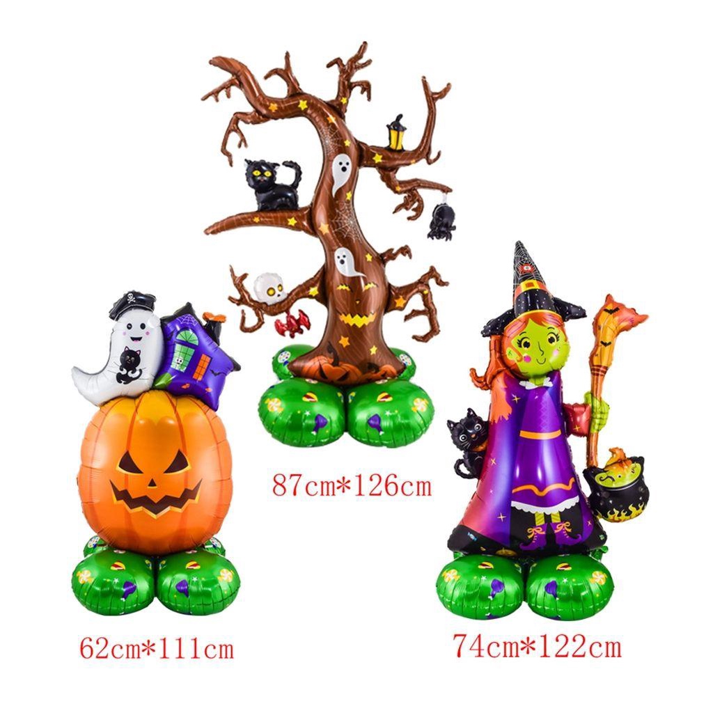 【 ELEGANT 】 Dekorasi Pesta Halloween Penyihir Kreatif, Pohon, Labu Bentuk Kartun Foil Mainan Anak