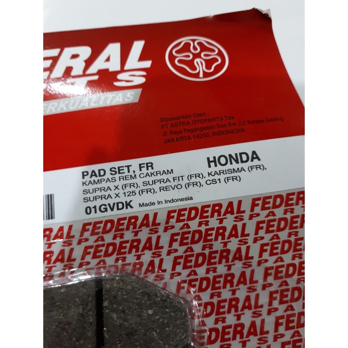 Kampas Rem Depan 100% Original Federal Supra X, Revo, Karisma