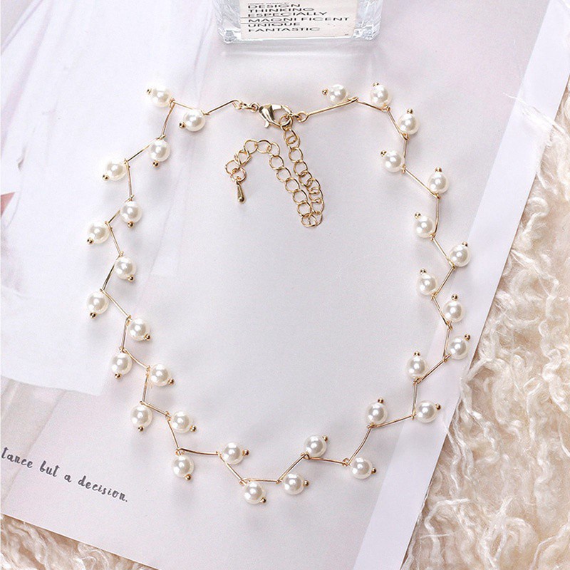 Cheap Promotion Pearl Clavicle Chain Female Choker Neckband Simple Adjustable Short Necklaces Female Neck Jewelry Korean Neckband