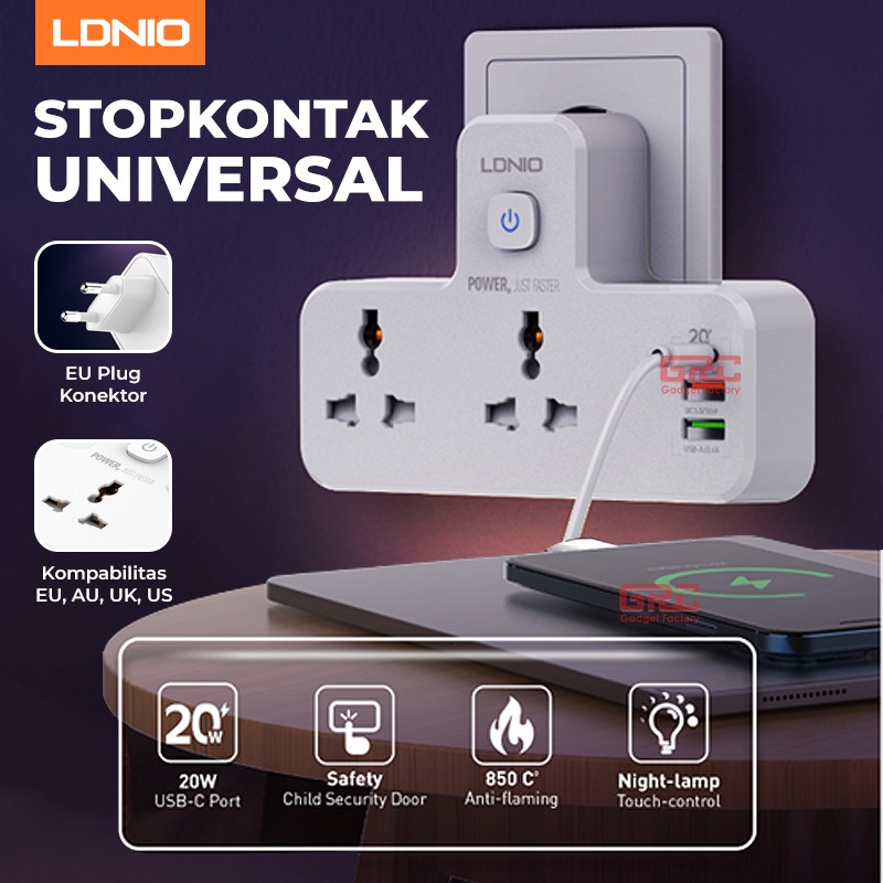 Stop Kontak 3 Port USB Type C PD Fast Charger 20W Power Socket Listrik