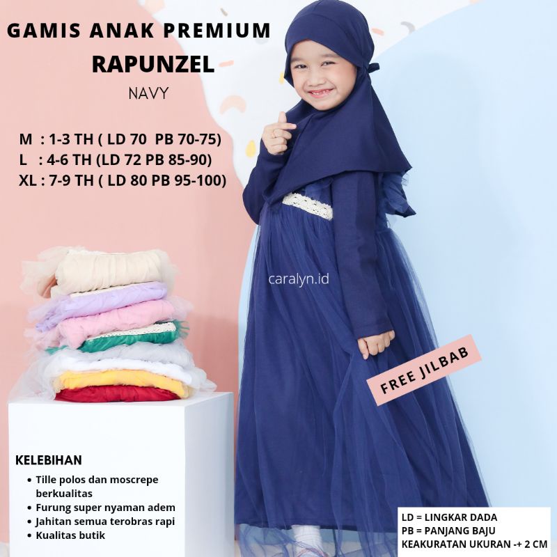 SUPER SALE GAMIS ANAK TERBARU 2023 1-9 TAHUN BAJU MUSLIM ANAK PEREMPUAN SETELAN MUSLIM ANAK PEREMPUAN SUPER PREMIUM DRESS POLOS RENDA RAPUNZEL