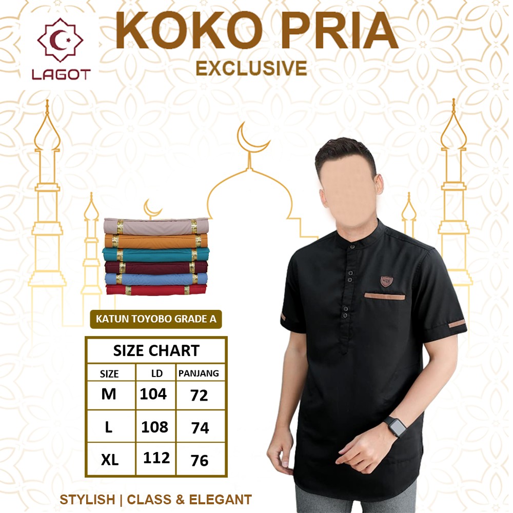 Koko Kurta Dewasa Jumbo Lengan Pendek Hitam Terbaru