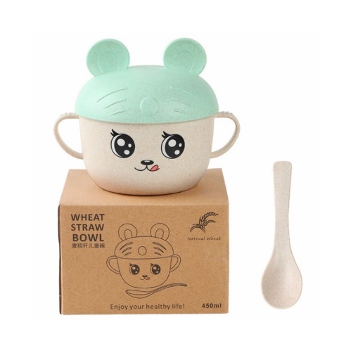 Gelas Mangkuk Sendok Set Mangkok Bahan Jerami Wheat Straw Bowl Karakter