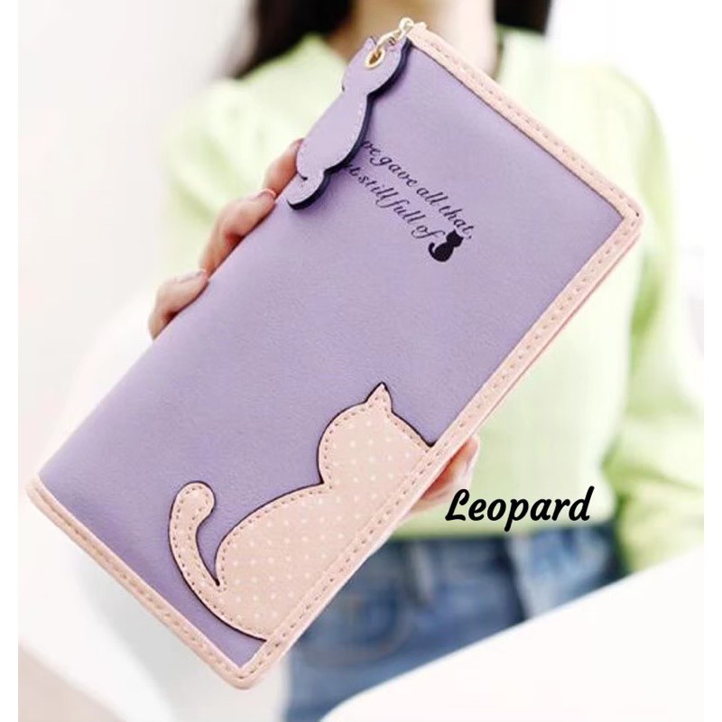 Dompet kucing polkadot size panjang / dompet panjang wanita / dompet lucu