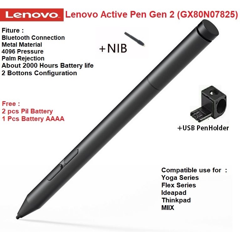Lenovo Active Stylus Pen 2 Original free battery 4096 Tekanan