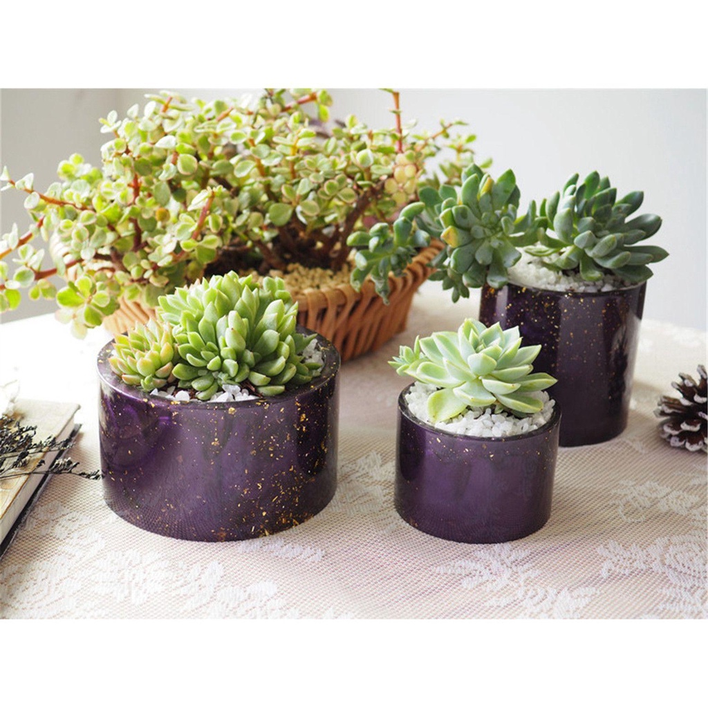 R-flower Crystal Resin Tray Cetakan DIY Casting Pot Bunga Resin Kerajinan Succulent Flower Pot