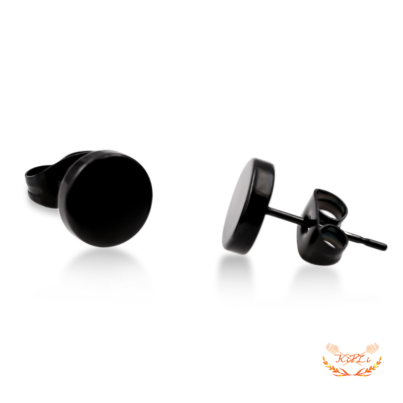 1 Pcs Anting Stud,Bahan Stainless Steel Warna Hitam,Gaya Hip Hop Korea,Untuk Pria Dan Wanita