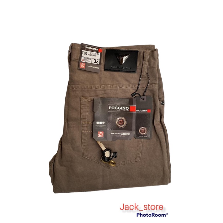 Celana Panjang Pria Katun Kanvas POGGINO Ukuran Standar 27-32