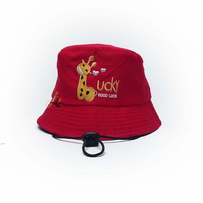 Topi Bucket Anak Bordir Good Lucky Ada Tali/ Bucket Bordir Anak Laki Laki Perempuan