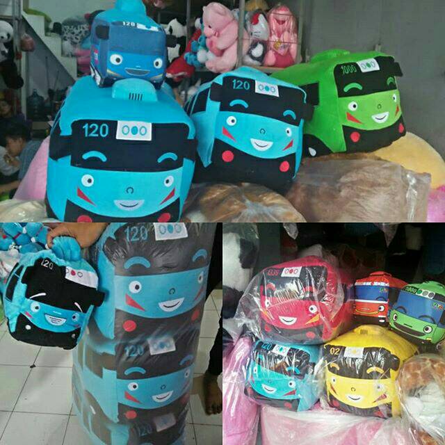 Boneka bantal mobil bus tayo ukuran jumbo di bordir. Tidak pakai nama dan foto