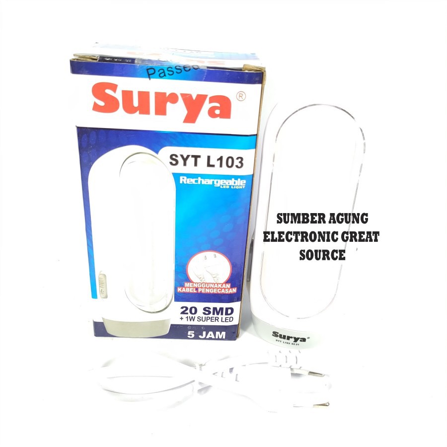 Surya Emergency Senter SYTL103Tipe 103 Tahan 5Jam 20SMD Super Terang L