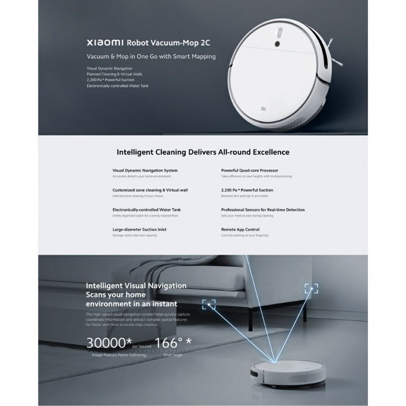 Mi Robot Vacuum Mop Cleaner 2C with Smart Mapping