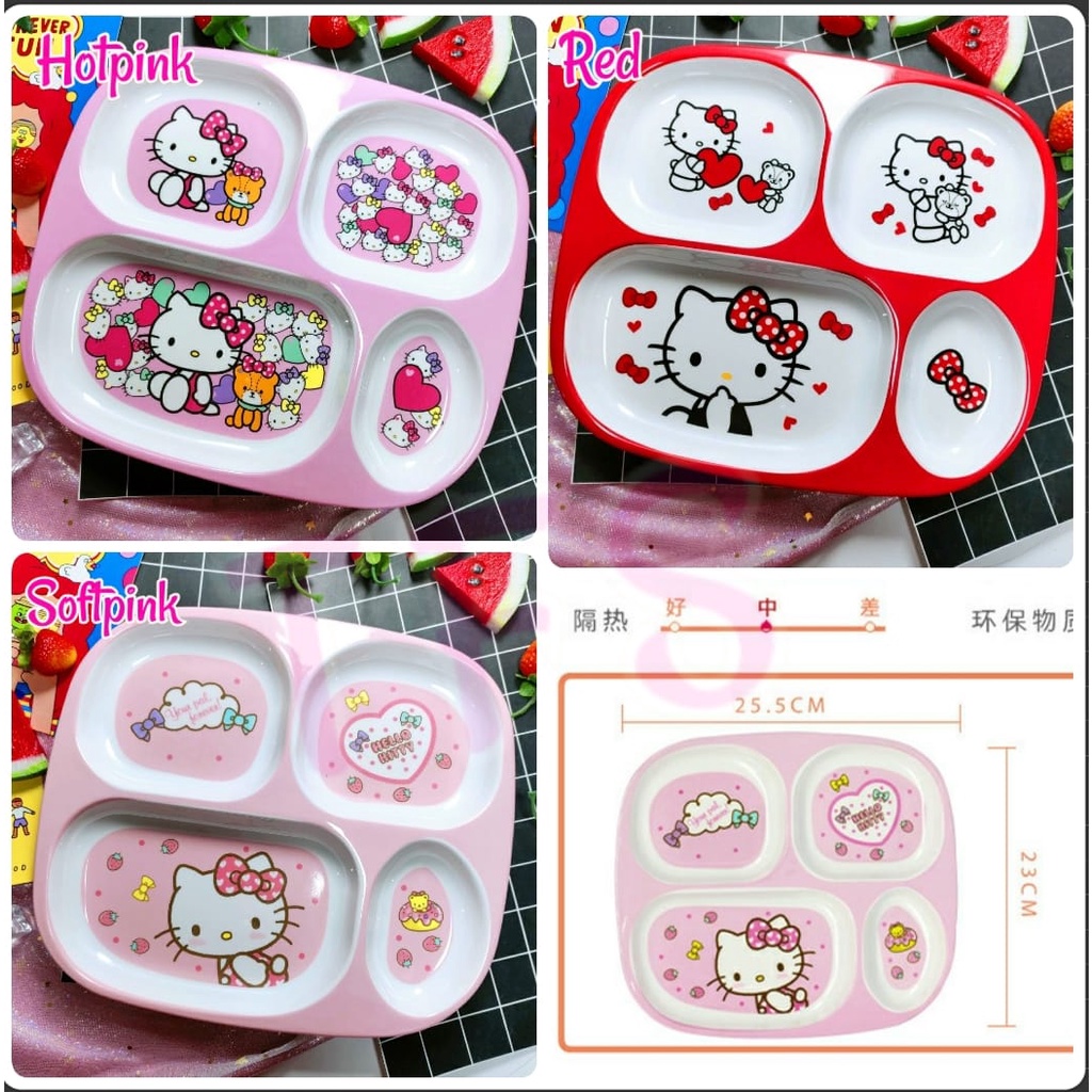 (  ω  )✧-EI Piring melamin sekat 4 | piring makan anak lucu | piring saji