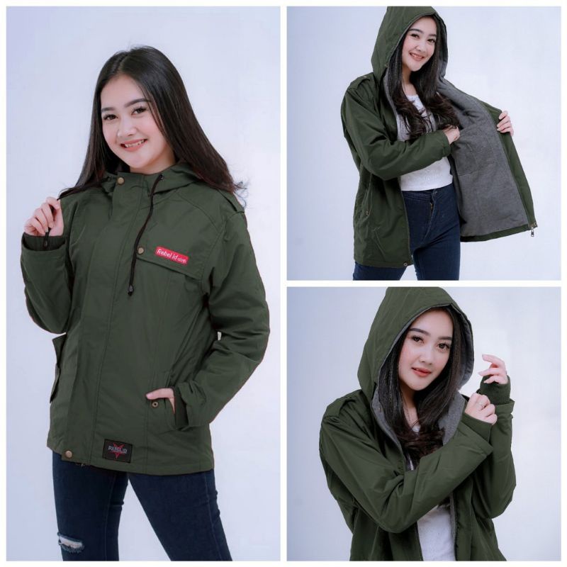 JAKET PARASUT WANITA ANTI AIR TEBAL JACKET BOMBER CEWEK KOREA KEREN OUTDOOR ORIGINAL