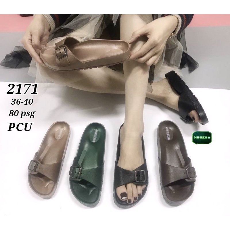 Sandal Slop Gesper Warna Metalic Import Mokaya 2171-321 Dan 2171-322 Dan Morego 2171