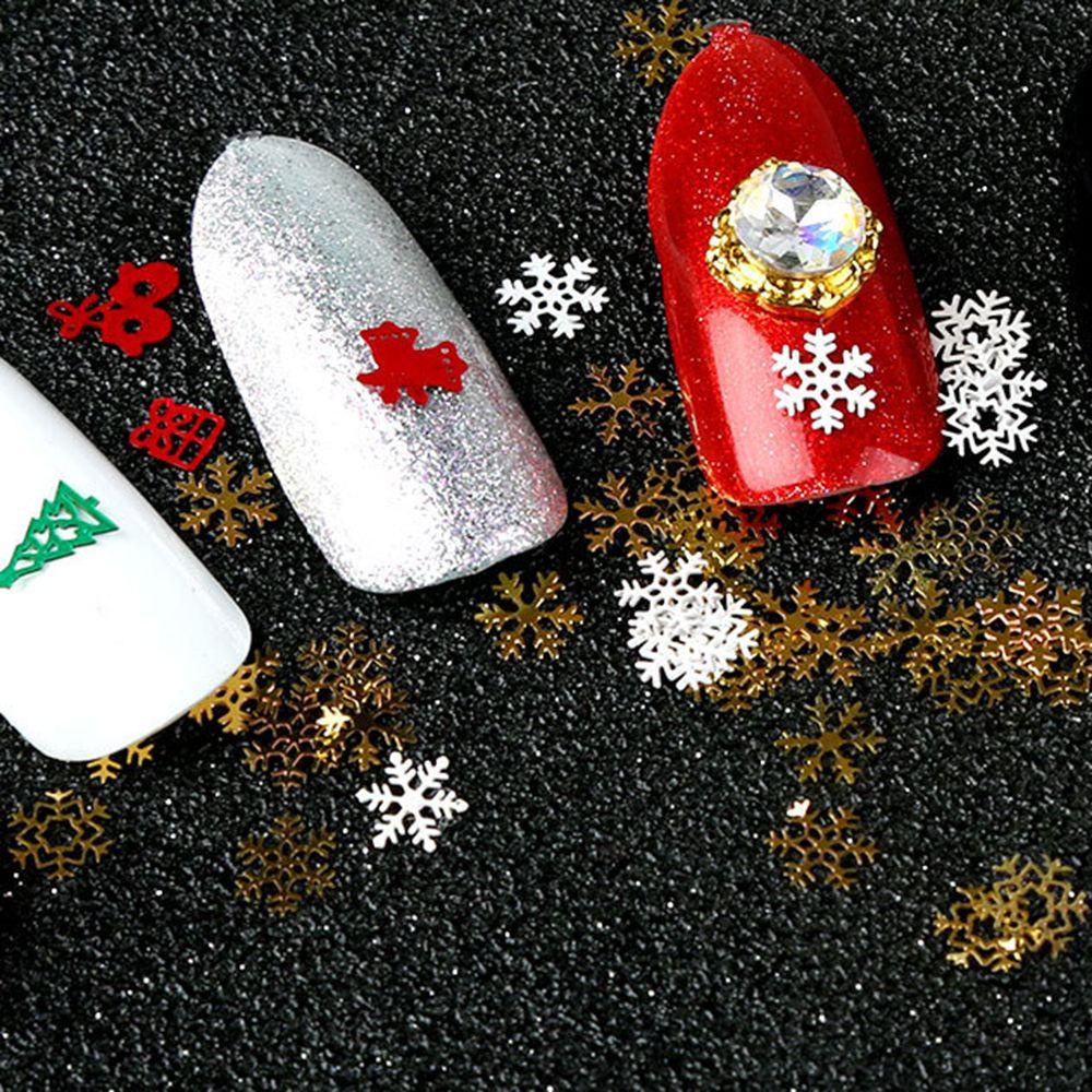 AUGUSTINA Agustina Snowflake Nail Sequin Natal Campur Elk Snowman DIY Manicure Aksesoris Perhiasan Kuku Untuk Wanita Perempuan 3D Sparkles Sequin