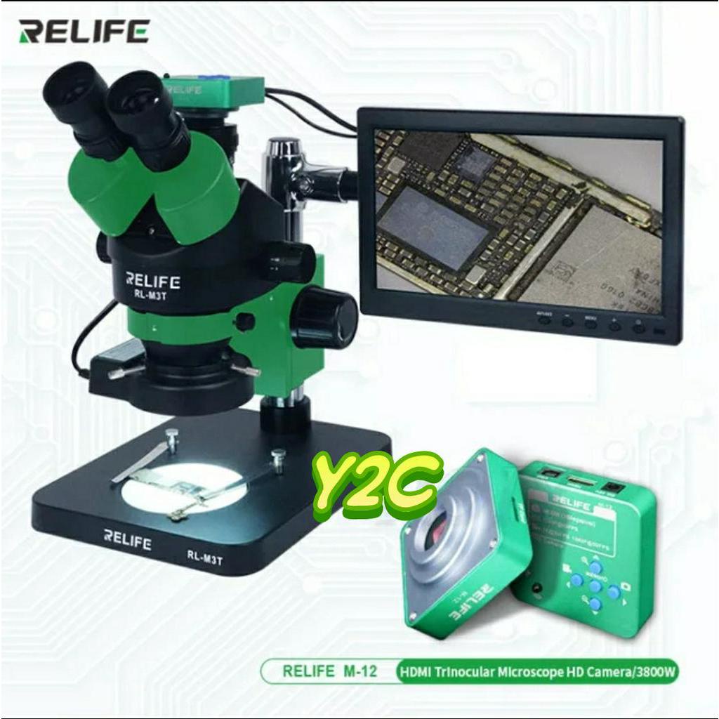 MICROSCOPE / MIKROSKOP TRINOCULAR / MIKROSKOP RELIFE M3T M-12 + 10INCH LCD / M3T-B1 / ALAT SERVIS HP