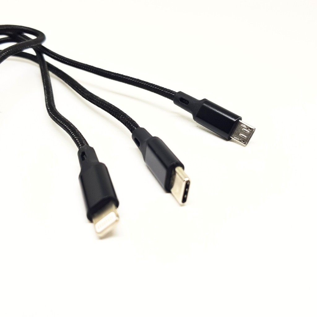 SKU-1120 KABEL USB MICRO + TYPE-C + LIGHTNING 3IN1 1M MUJU MJ-33 MJ33