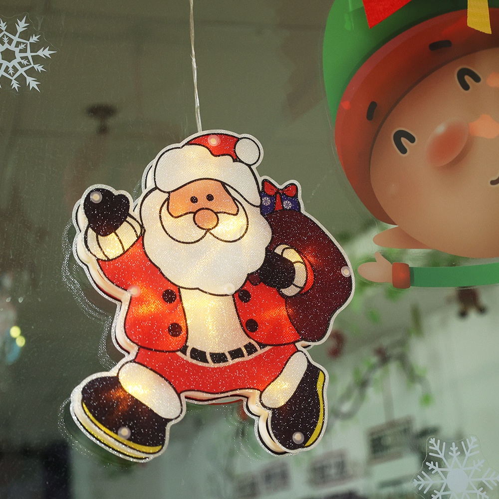 Lampu LED Bentuk Santa Claus Snowman Dengan Suction Cup Untuk Dekorasi Pohon Natal